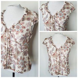 NORDSTROM ONE SHIRT 100% Silk Boho Paisley Blouse